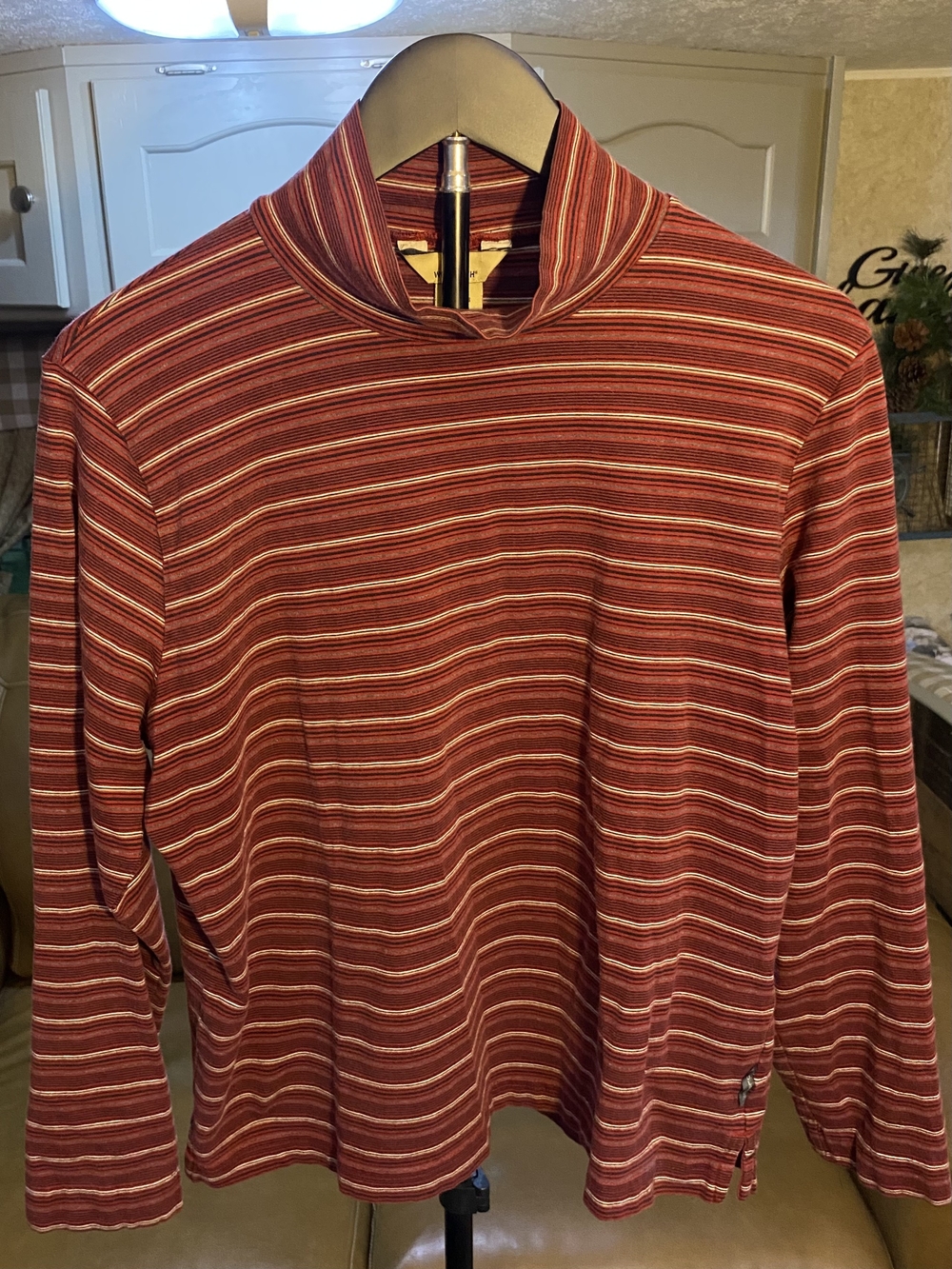 Woolrich Men's Red Striped Turtleneck Sweater